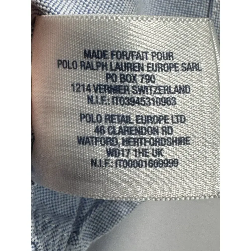 Ralph Lauren Boys Size 12 Blue Oxford Button Down Shirt Pony Logo Cotton